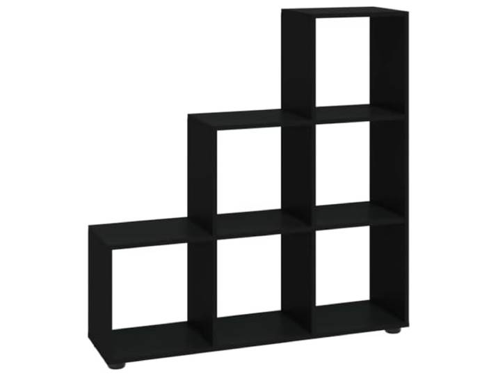 KGHERMDF Treppenregal Schwarz 107 cm Holzwerkstoff 6 Fächer, Stabil, Feuchtigkeitsbeständig, Vielseitig für Bücher, Deko, Pflanzen