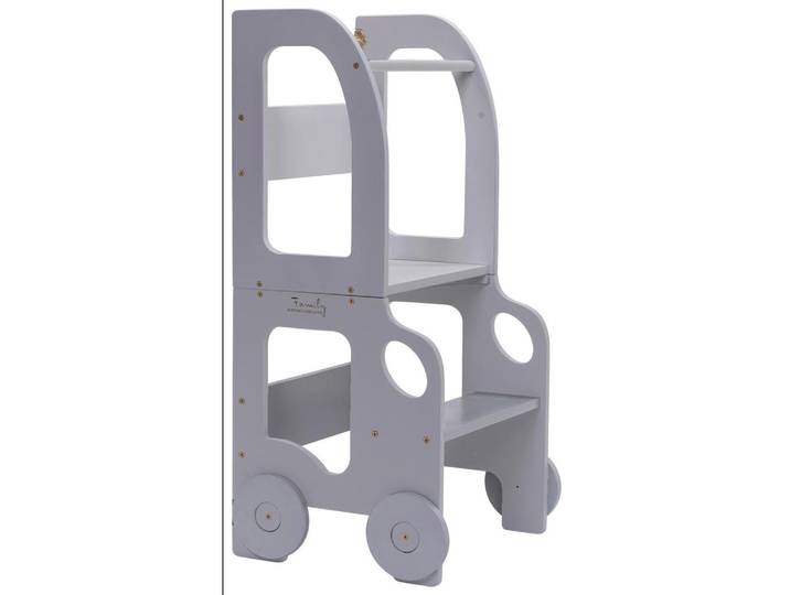 Hochstuhl Car Step Stool aus Holz Grau
