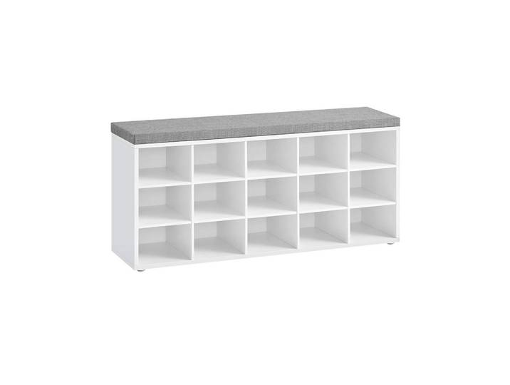 Hansiro Schuhbank Tunis, Weiß, Holzwerkstoff, 30x48x105 cm, Garderobe, Schuhaufbewahrung, Schuhregale