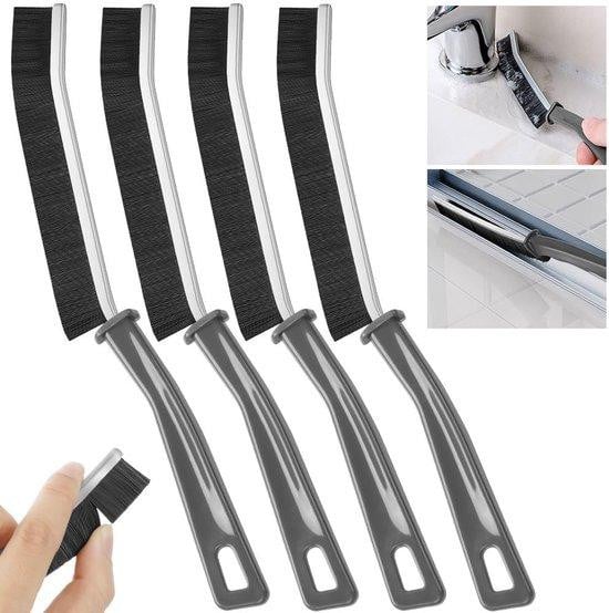 Unyqoos Set van 4 multifunctionele nylon reinigingsborstels met ergonomische handgreep voor voegen, hoeken, keuken en badkamer