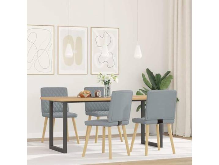 POUFGDR Esszimmerstühle, hellgrau, aus Stoff, 4 Stück Rahmen aus Metall und Holz, Sitzfläche aus dickem Schaumstoff, weiches Polyester, Esszimmer, Wohnzimmer