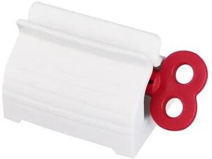 Inspired Living SmoothPress Toothpaste Tube Squeezer Roller Waste Reducing Tube Wringer For Easy, Clean Brushing red