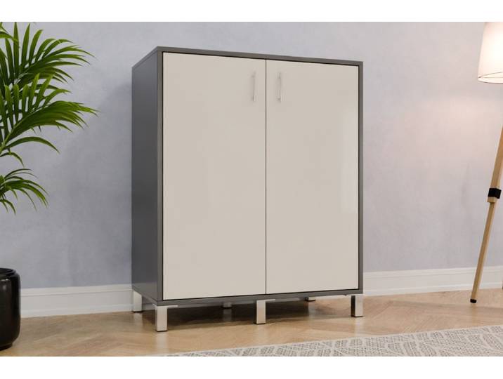 Büro Highboard nach Maß - RAL 9001 Cremeweiß - 110x90x50cm - Individuell konfigurieren