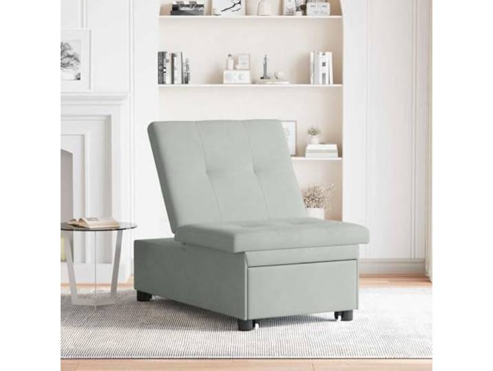 KTHLBRH Schlafsofa hellgrau 194 x 67 x 82 cm Samt Struktur aus robustem Sperrholz, umwandelbar, minimalistisches Design, schwarze Beine