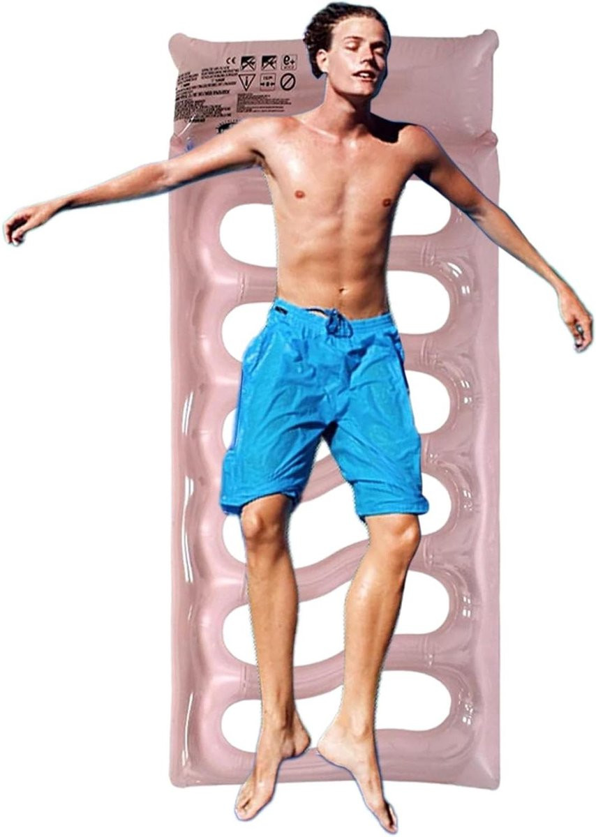 Lichtroze opblaasbare waterhangmat - Drijvende ligstoel voor in het zwembad - 160 x 80 cm