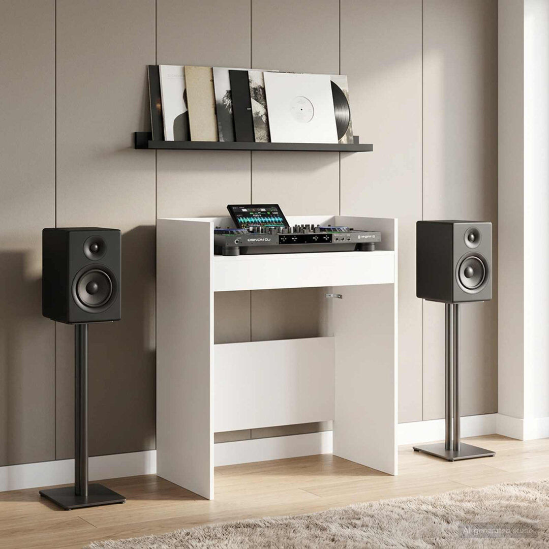 vidaXL DJ Table Engineered Wood Modern Audio Table Music Workspace DJ Setup Home White 102cm H x 62cm W x 45cm D