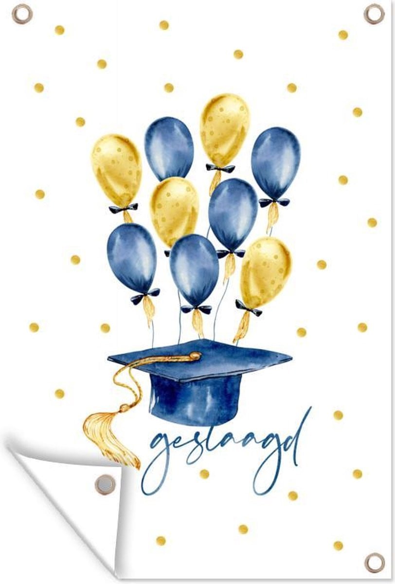 GreatGardenPosters Tuinposter Geslaagd met Ballonnen Quote - 80 x 120 cm