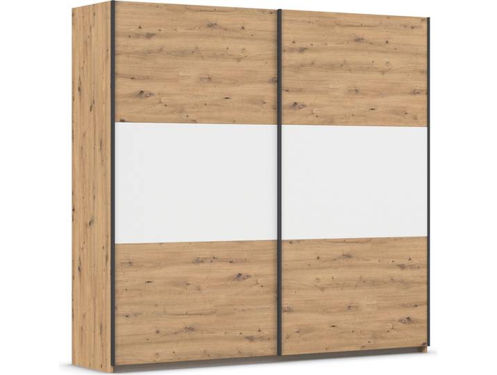 Schwebetürenschrank RAUCH Kleiderschrank Schrank Garderobe Garderobenschrank Wäscheschrank NEO , weiß (eiche artisan, alpinweiß), B:218cm H:210cm T:59cm, Holzwerkstoff, Schränke, Schwebetürenschrank, mit großzügigem Stauraum und vielfältigen Farbkombinationen