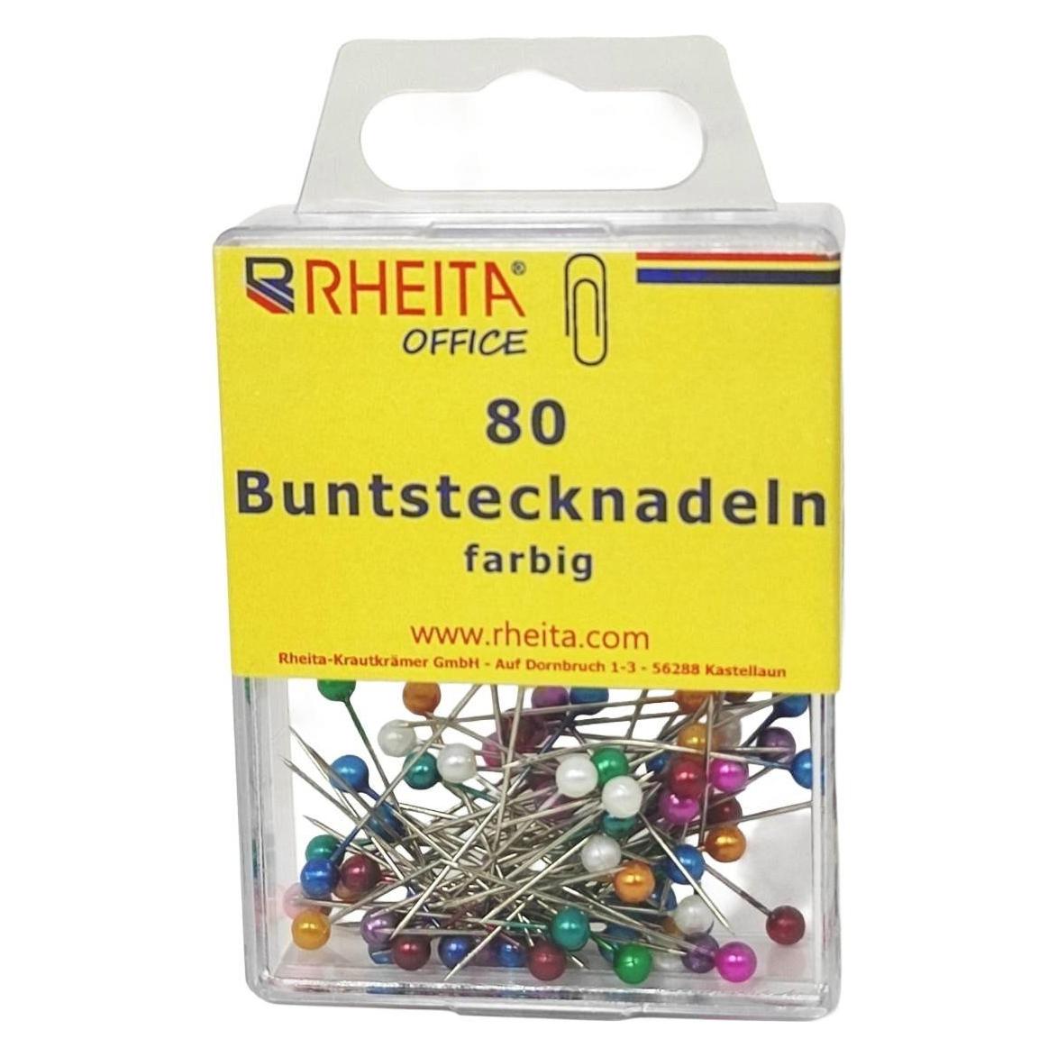 Rheita Bundstecknadeln, farblich sortiert, 80 Stück in Klarsichtbox farblich sortiert (1025-5)