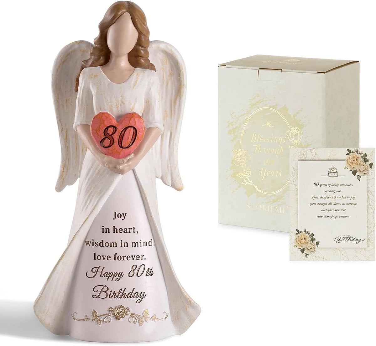 Betekenisvol Engel Beeldje voor Decoratie en als Cadeau voor een 80e Verjaardag van een Vrouw