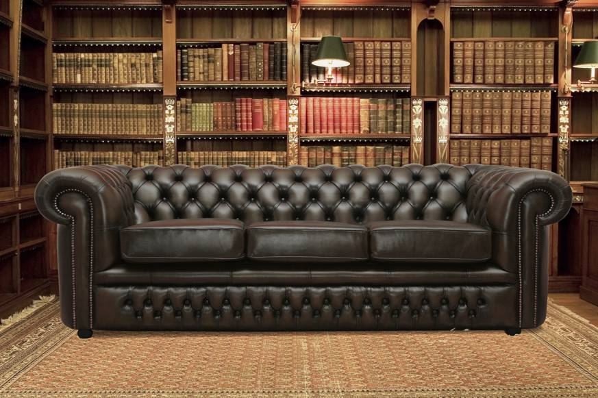 Chesterfield design luxe 3-zits lederen bank voor volwassenen
