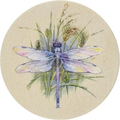CounterArt Dragonfly Natural Sandstone Coaster 4 Pack Eco-Friendly, Absorbent, Easily Wipes Clean