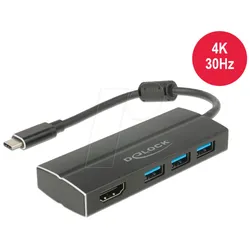 DELOCK 63931 - Adapter USB 3.0 Type-C > 3x USB-A + HDMI-A