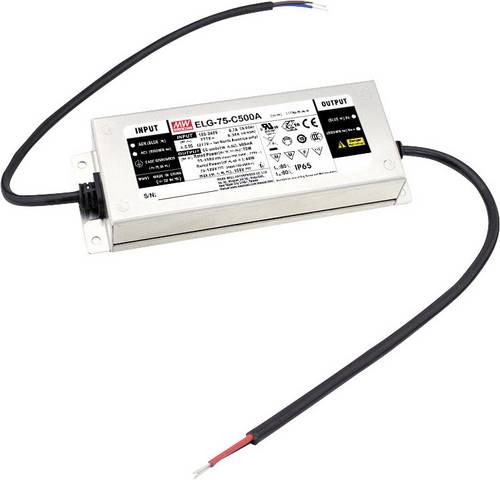 MEAN WELL LED-Treiber Konstantstrom 75W 250 - 500mA 75 - 150 V/DC Montage auf entflammbaren Oberflächen, Möbelzulassung, Outdoor