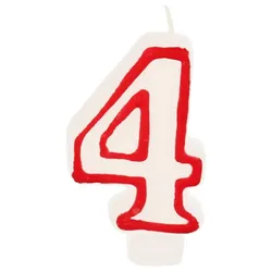 PAPSTAR 4 Zahlenkerzen 7.3 cm weiß, rot