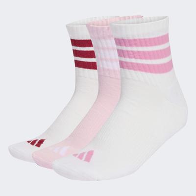 Sportsocken ADIDAS PERFORMANCE "3S ESS C MID 3P", Damen, Gr. XXL (49/51), Sockengröße, rosa (weiß, clpink, actmar), Obermaterial: 58% Baumwolle, 39% Polyester, 2% Elasthan, 1% Polyamid, Socken Sportsocken, Sportsocken, sportlicher Stil, für sportive...