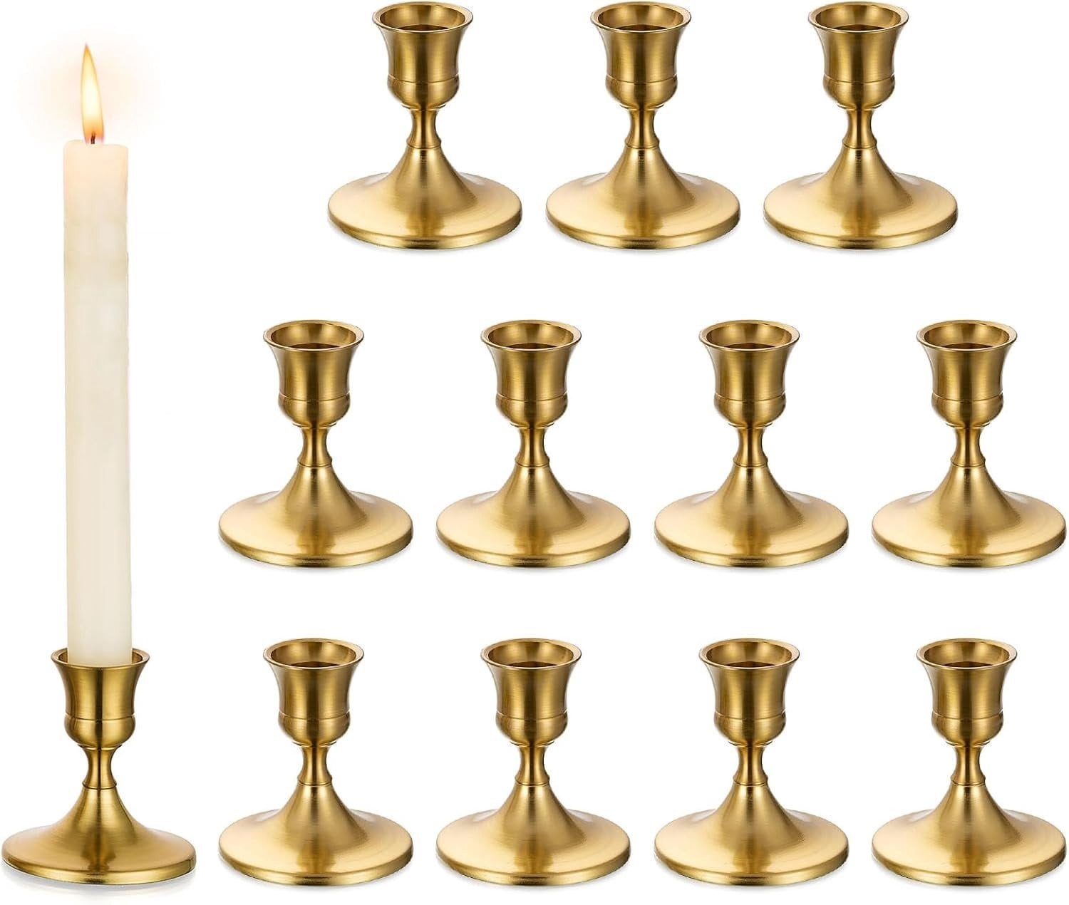 Set van 12 gouden kaarsenhouders voor taperkaarsen