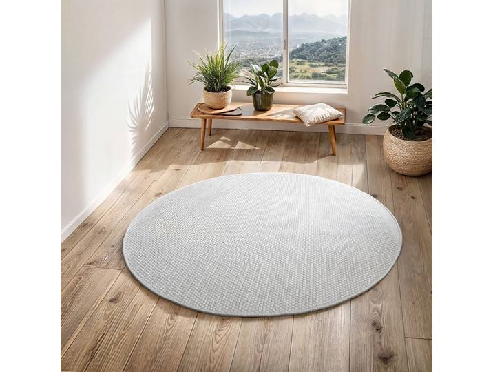 Tapis en laine Wooly Dreamscap Blanc/Blanc crème 200 x 200cm Laine