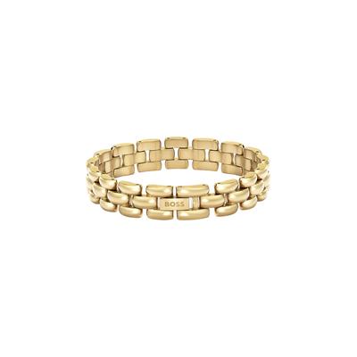 Gliederarmband BOSS "VIOLET", gold (gelbgoldfarben), Armbänder, Damen, 18cm, Edelstahl, Gliederarmband