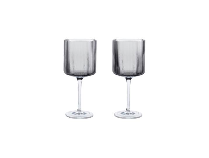 Ferm Living - Verre à vin rouge Ripple - Gris - Verre soufflé bouche - Designer Trine Andersen