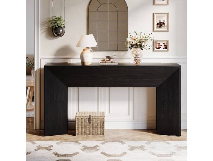 Table console Tribesigns pour entrée, table de canapé en bois noir extra longue de 63 pouces pour salon, table moderne pour couloir et hall d'entrée