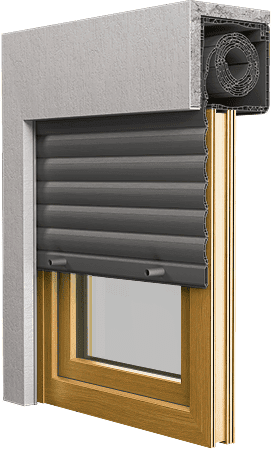 fenetre24.com Fenêtre bois-alu avec volet roulant intégré, Idealu classicline IV 68 mm, clair 325, 800 x 800 mm, configuration personnalisée