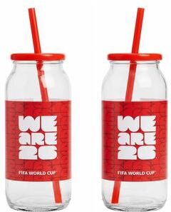 "FIFA 2026 Trophy Glass Sipper Set of 2 - 6"" H x 3"" L x 3"" W"