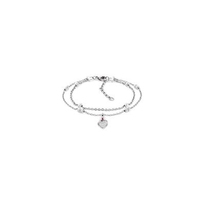 Armkette TOMMY HILFIGER "LAYERED", silber (edelstahlfarben), Armbänder, Damen, 19cm, Edelstahl, Armkette, Emaille