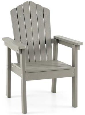 Costway Outdoor Adirondack Chair with High Backrest and Wide Armrests for Deck Poolside-Silver