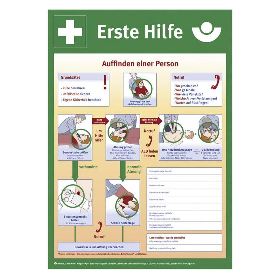 SafetyMarking Aushang Erste Hilfe Anleitung zur Ersten Hilfe bei Unfällen (43.2914)