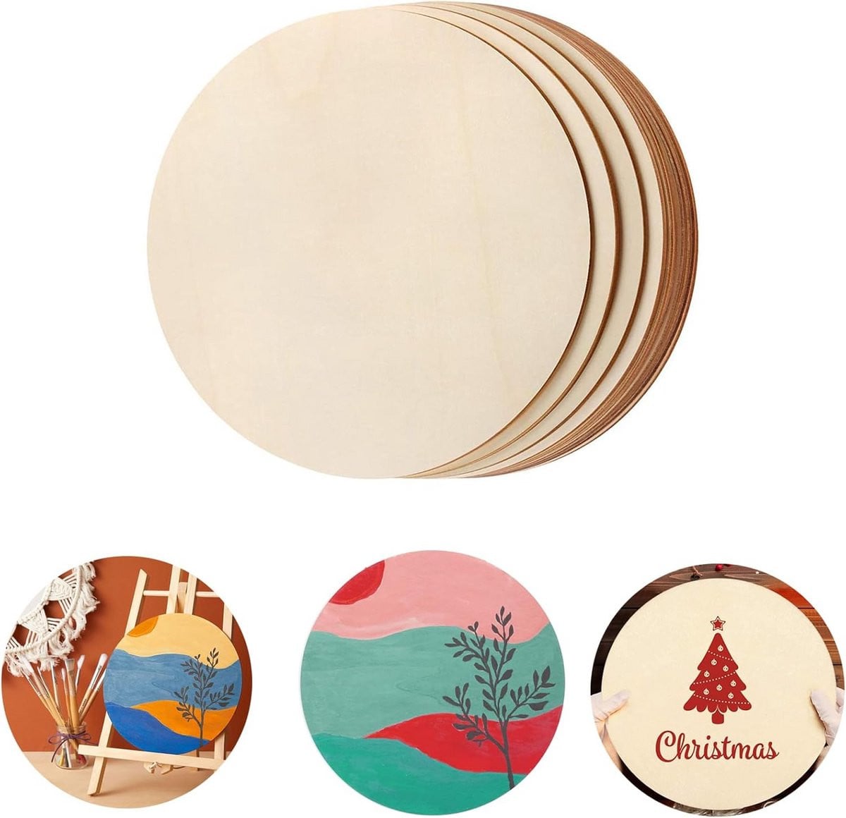 20 Ronde Houten Schijven Blanco voor Decoratie en Knutselen, Diameter: 20 cm