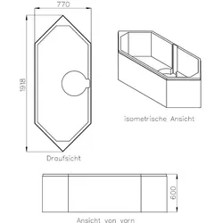 Neuesbad Wannenträger für Koralle T200 195x80 6-Eck SW10256