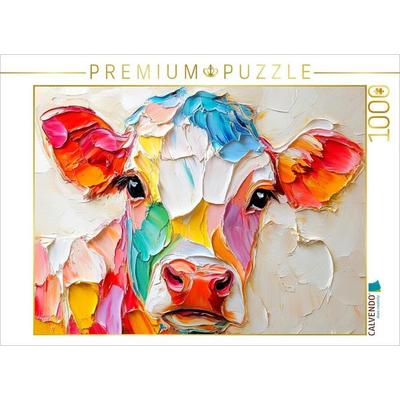 CALVENDO Puzzle Buntes Kalb. Zauberhaftes Rinder-Portrait | 1000 Teile Lege-Größe 64x48cm Foto-Puzzle für glückliche Stunden, Sonstige von , Calvendo