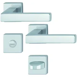 Hoppe, Türgriff + Türgarnitur, Drückergarnitur AUSTIN - auf Rosette WC, Aluminium silber eloxiert (Türgriff)