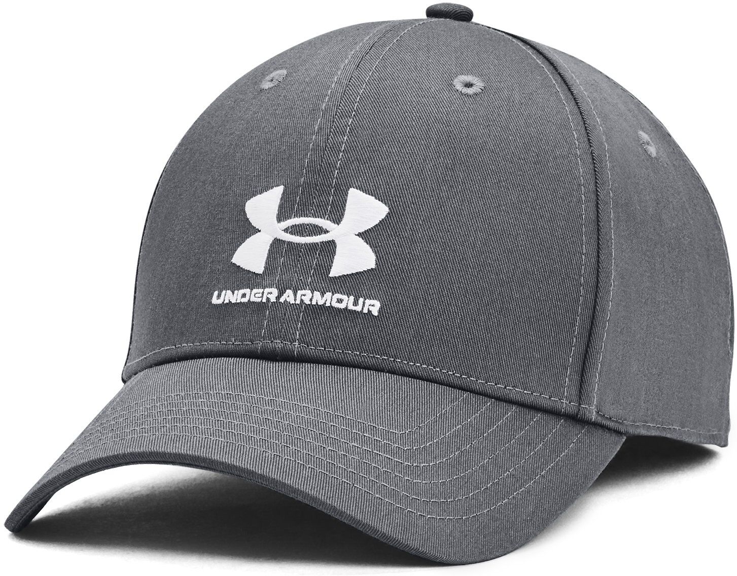 Baseball Cap UNDER ARMOUR "M ESSENTIAL LOW LOCKUP ADJ", Herren, grau (pitch gray, weiß), Obermaterial: 65% Polyester, 35% Baumwolle, Caps Baseball Cap pitch gray, weiß Einheitsgröße