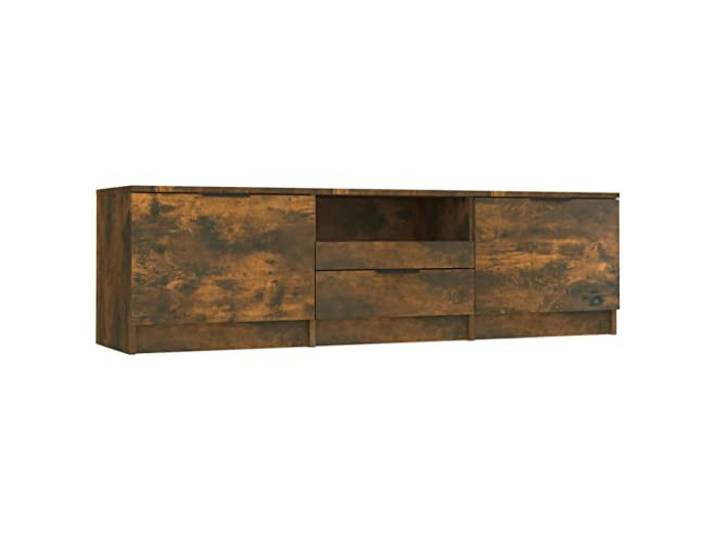 GKHPYURE TV-Schrank Eiche Rauch 140 x 35 x 40 cm Holz mehrschichtig Schubladen und Ablagefächer, stabile Tischplatte für Dekorationen, modernes Design