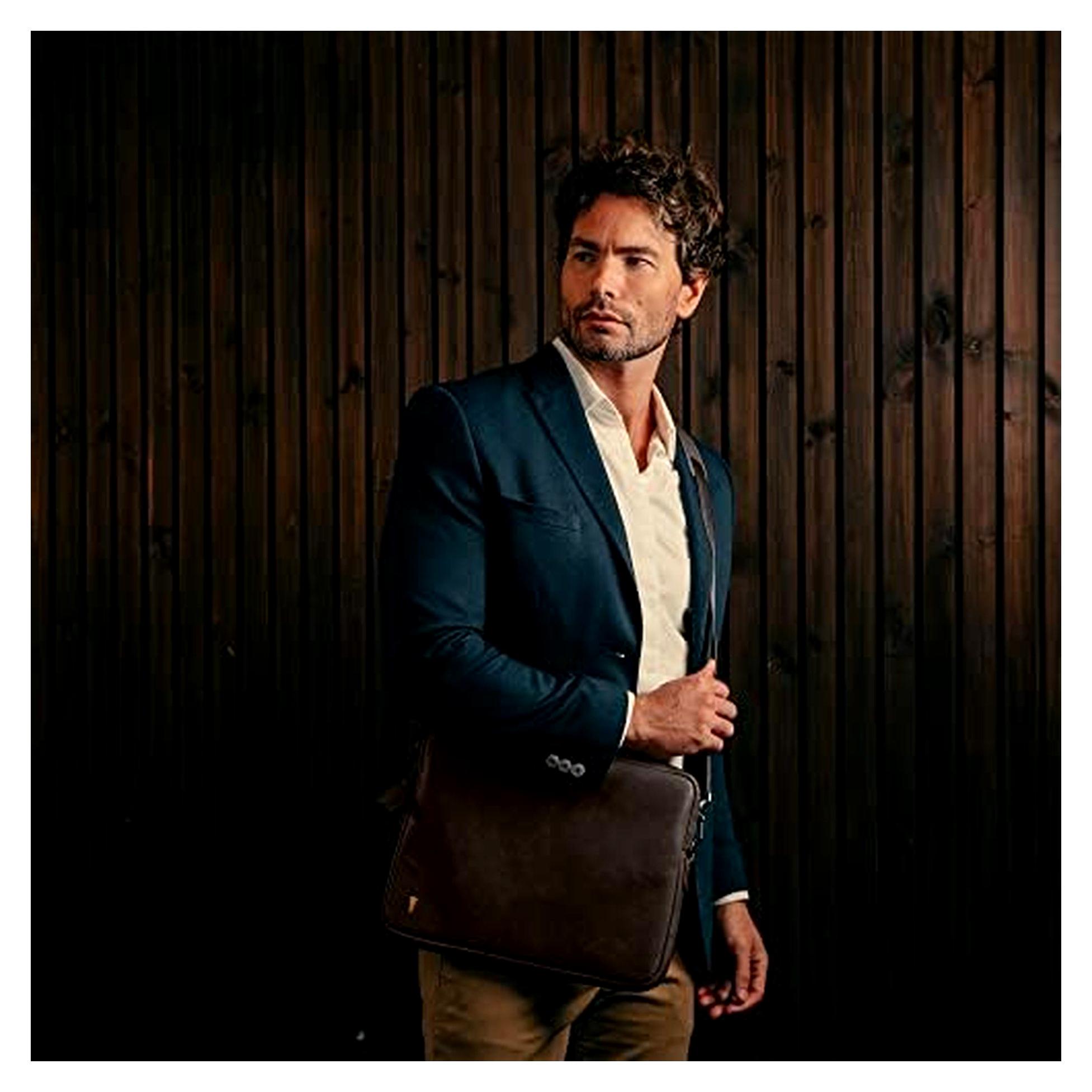 Laptoptasche - Umhängetasche aus hochwertigem Leder, passend für 13-Zoll-/14-Zoll-Laptops oder MacBooks