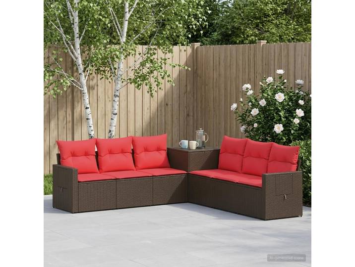 vidaXL Sofa Set 7 stk. Braun und Rot 234 x 234 x 85 cm