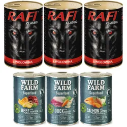 Rafi Classic Rindfleisch in Sauce 3x1240g + Wild Farm Superfood MIX 3x400g