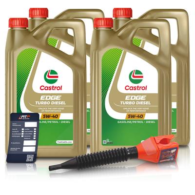 Castrol 20 L EDGE Turbo 5W-40 + Ölwechsel-Anhänger + Einfülltrichter [Hersteller-Nr. 15F81B]