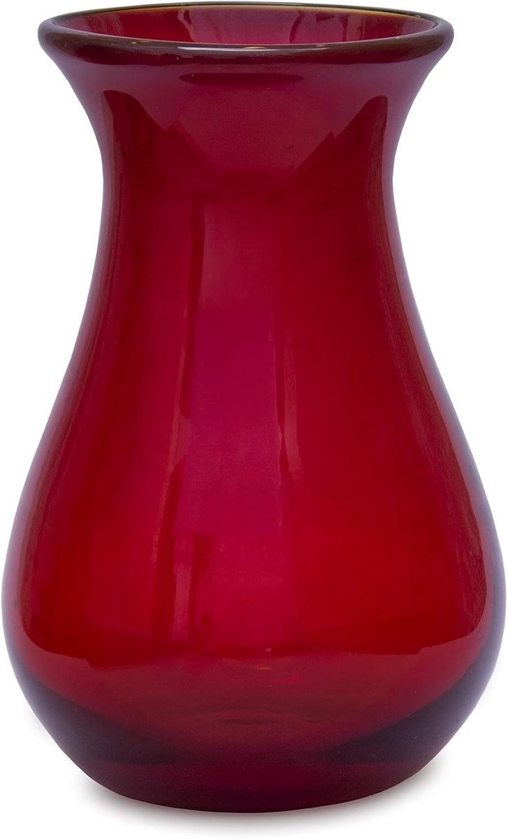Decoratieve handgemaakte mondgeblazen glazen vaas in het rood