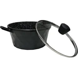 JTI Set mit Töpfen - Aluminium und Glas - 6-teilig, Pfanne + Kochtopf, Schwarz, Transparent