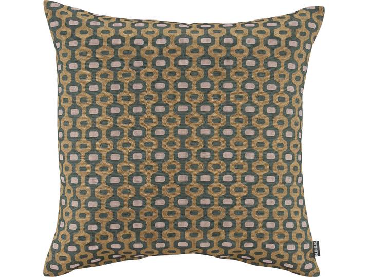 Dekokissen H.O.C.K. Sami , braun (dunkelgrün, gelbgrün, kreise gepunktet), B:50cm H:10cm L:50cm, Baumwolle, Polyester, Dekokissen_Sitzkissen_Kissenhüllen, Dekokissen, mit trendigem Muster, Kissenhülle mit Füllung, 1 Stück
