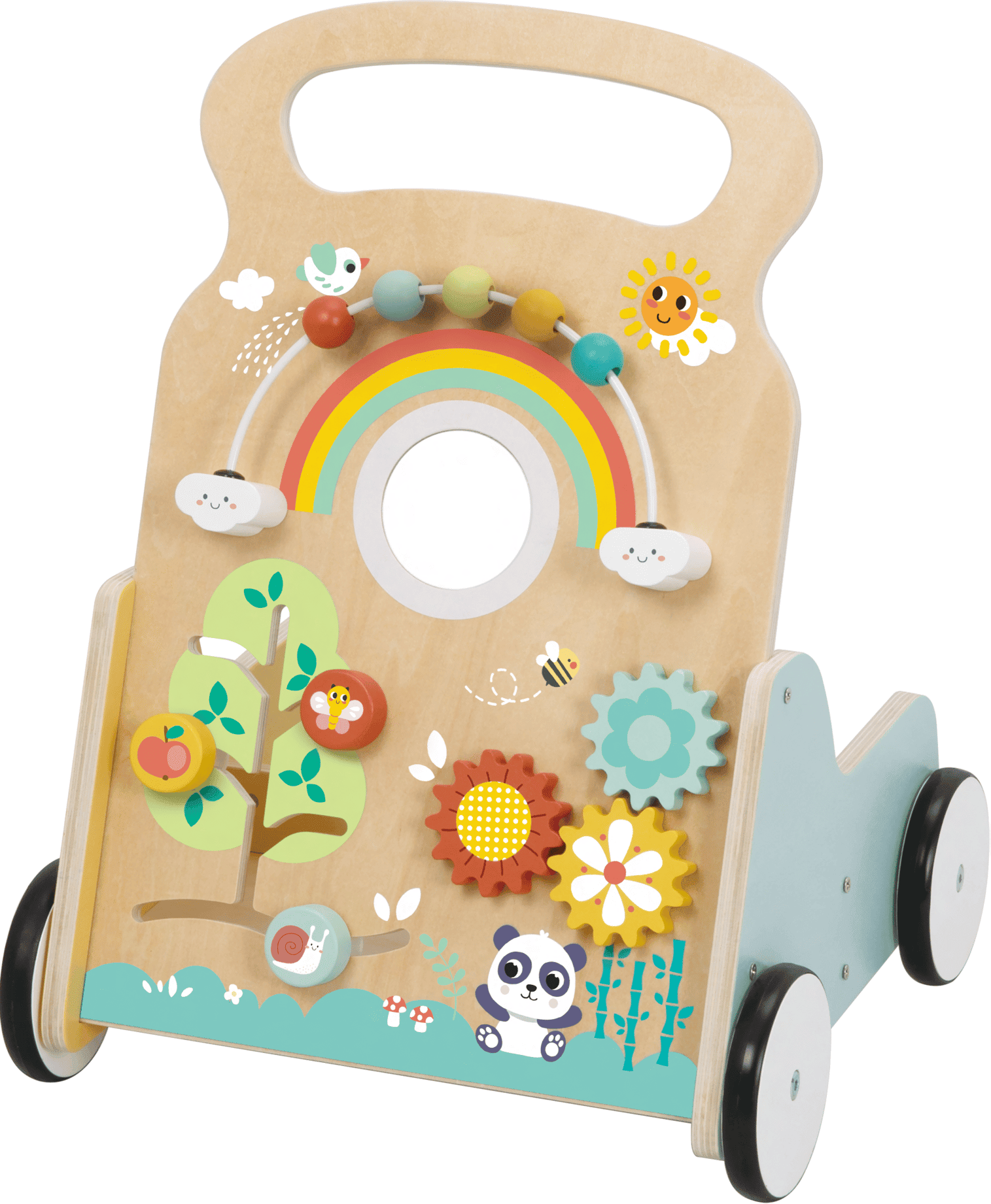 Hi Pando Wooden Multi-Activity Baby Walker for Toddlers - Develops Gross Motor Skills and Hand-Eye Coordination - Baby & Toddler Toys