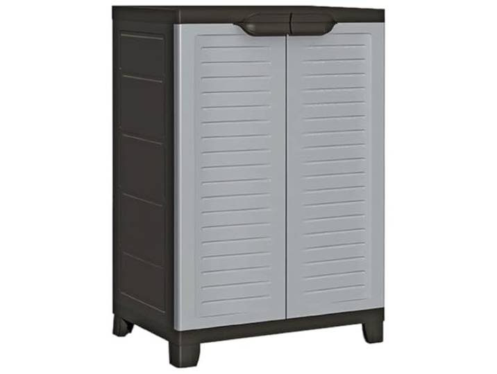 Makastle Kunststoffschrank für Garage und Abstellraum, 65 x 45 x 97 cm, Grau, mit 2 Türen und 3 Einlegeböden, abschließbar