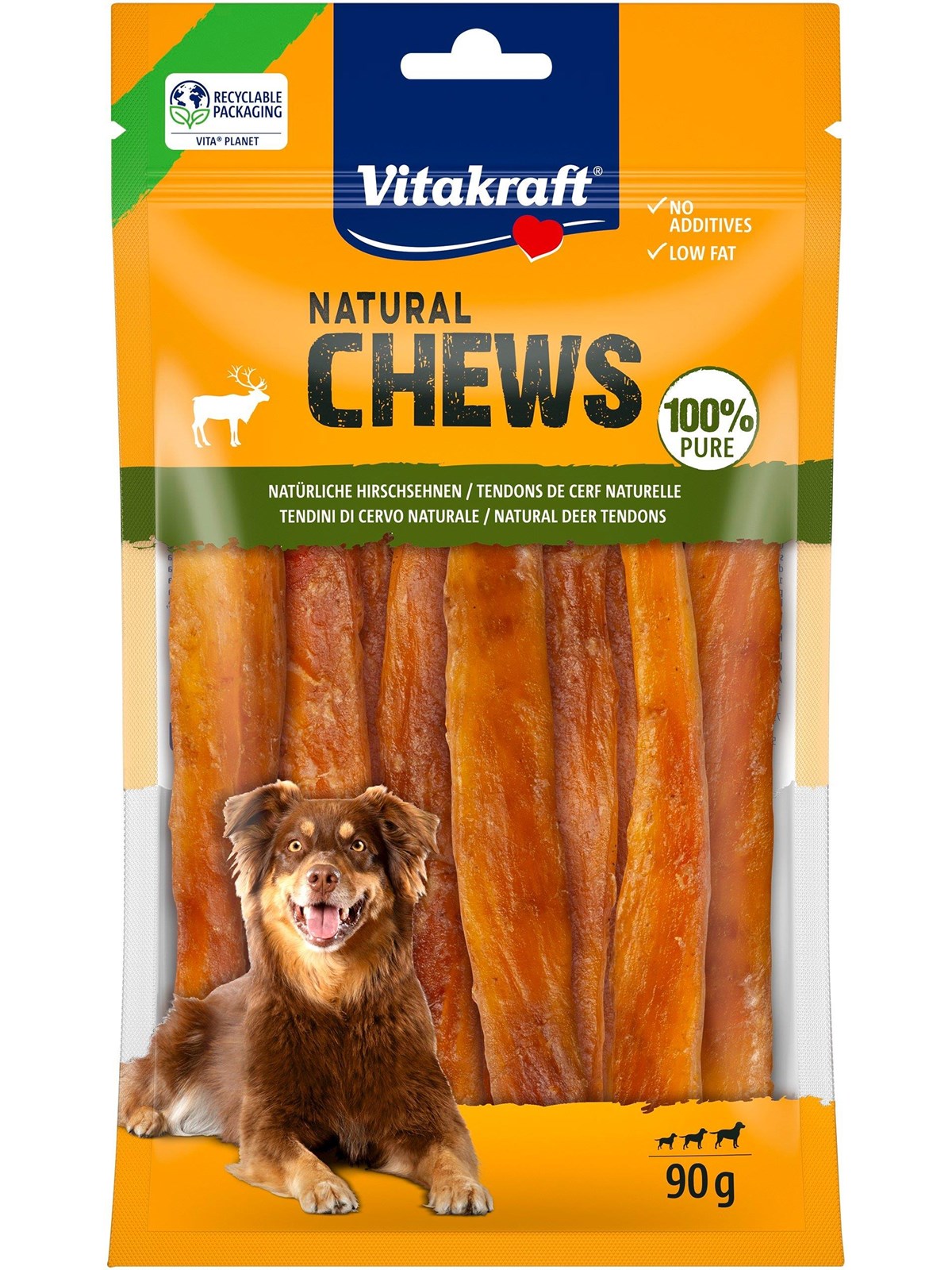 Vitakraft NATURAL CHEWS Hirschsehnen für Hunde 90
