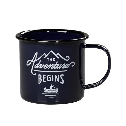 Gentlemen's Hardware emaille mok donkerblauw met tekst Adventures Begins