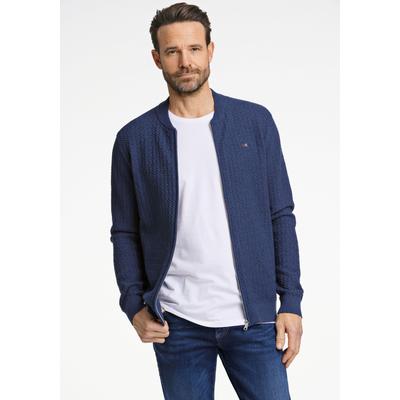 Cardigan BISON "Cardigan Comfort Fit", Herren, Gr. M, blau (blau mel), Obermaterial: 100% Baumwolle, unifarben, Strickjacken