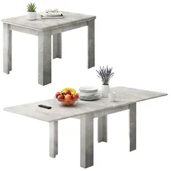 Dmora Ausziehbarer Esstisch Otto, Hilfsküchenkonsole, Ausziehbarer Tisch, 100% Made in Italy, cm 90x90h75, Zement