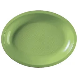 MONOUSO - Wiederverwendbare Teller PP Robuste Oval "Round" Grasgrün 25,5x19cm (600 Stück)